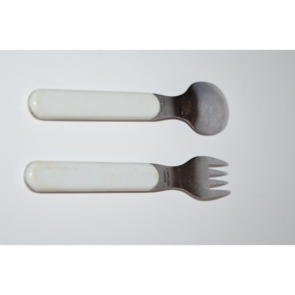 Vtg Teddy Bear flying Kite Spoon & Fork toddler Baby utensils - Picture 4 of 6